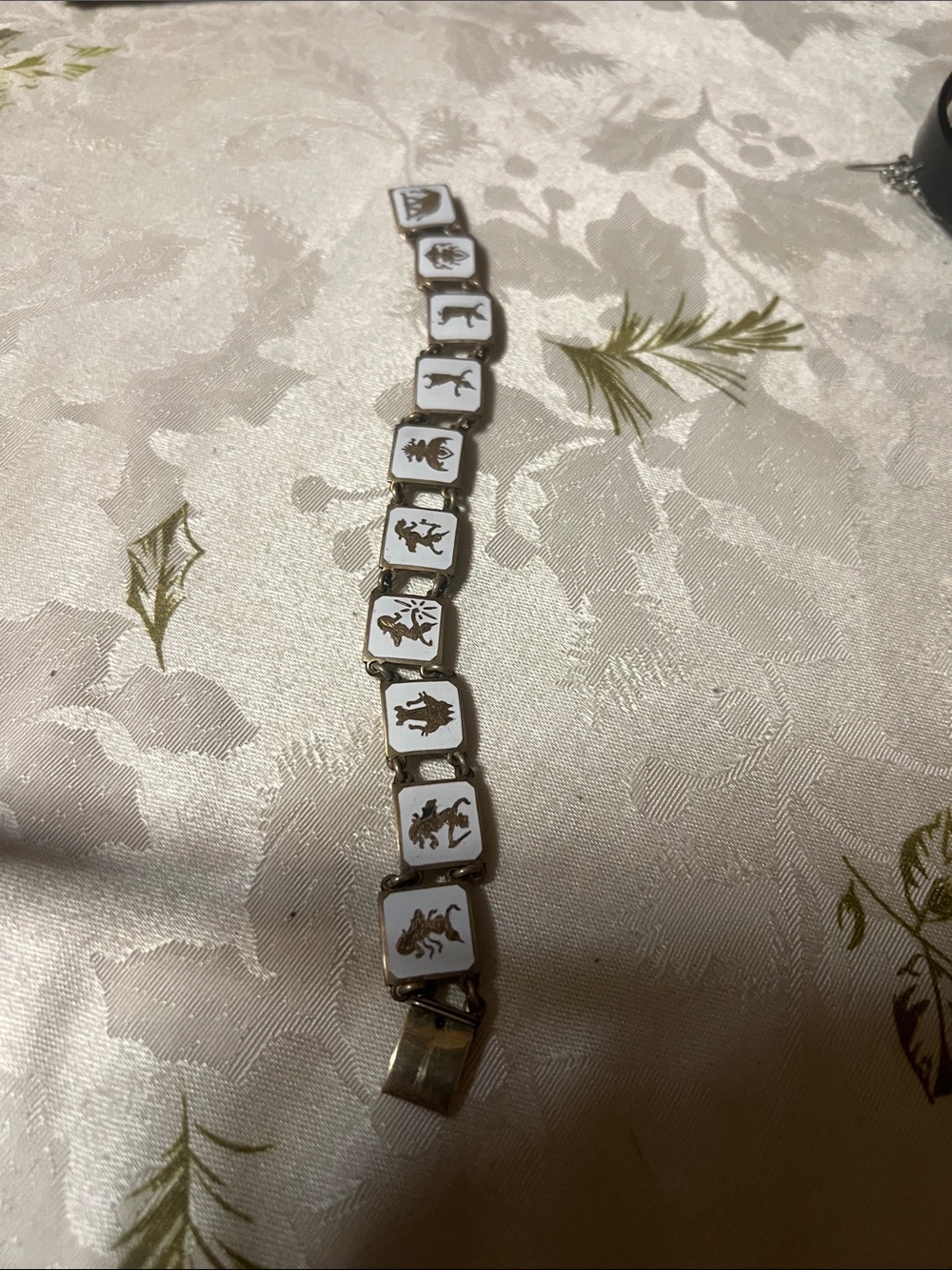 Silver-Tone White Panel Zodiac Charm Bracelet
